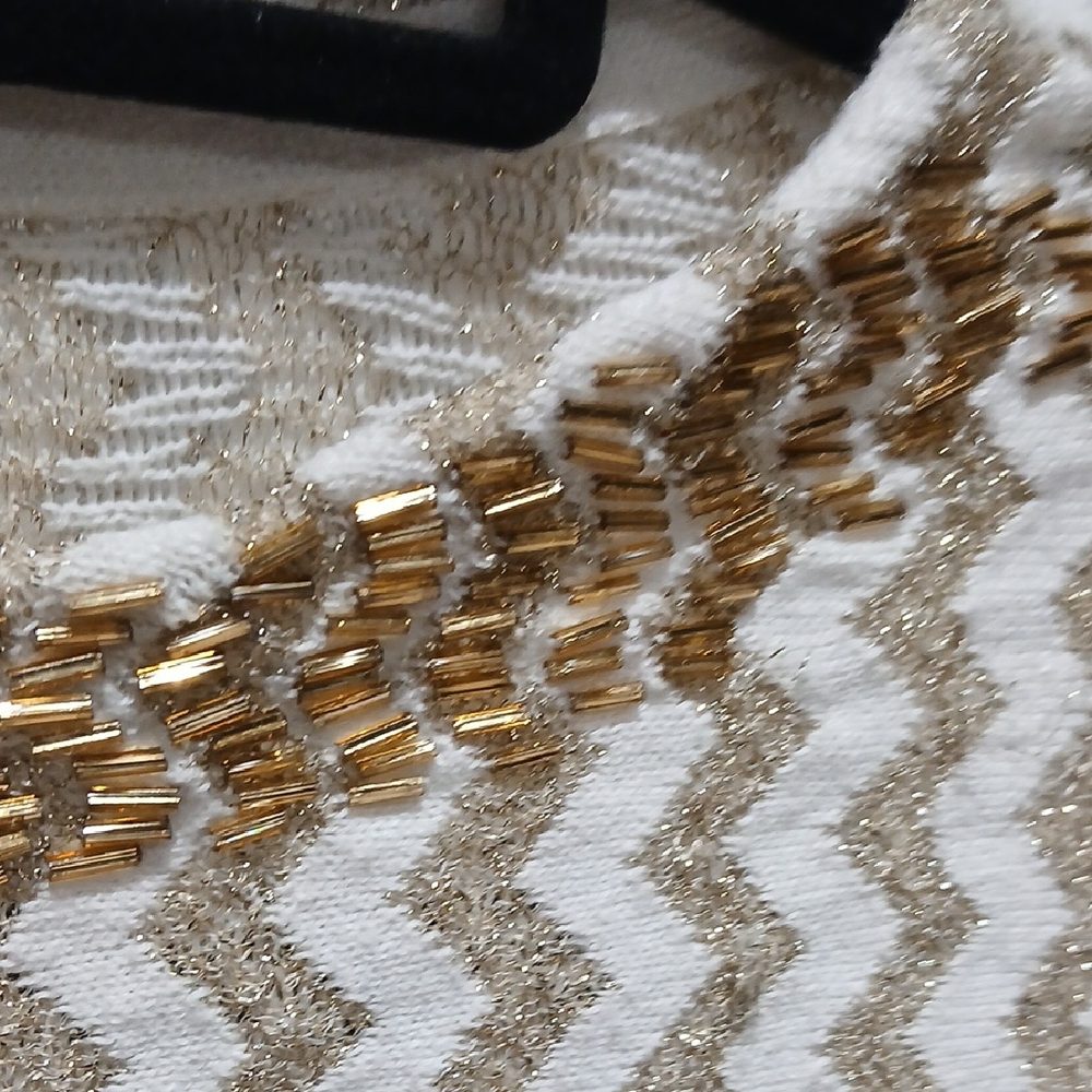 Chico's Elegant Gold and White Knit Top - Picture 4 of 6